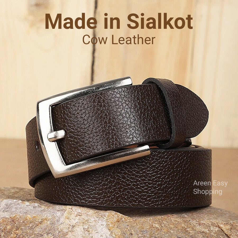 Leather Belt with Metal Buckle